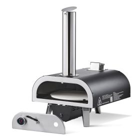 Outdoor Pizza Oven, 12 in Wood Fired Pizza Ovens, Pellet Pizza-Stove with Thermometer & Electric Rotation