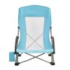 Folding Beach Chair, High Back Camping Chairs for Adults, with Cup Pocket, Mesh Back, Carry Bag
