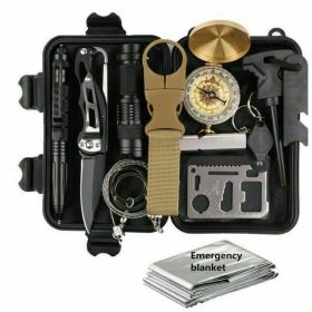 bug14 in 1 Outdoor Emergency Survival Gear Kit Camping Tactical Tools SOS EDC Case