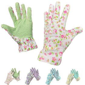 Green Floral Gardening Gloves for Women