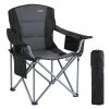 Camping Folding Chair for Adults, Portable Heavy Duty Outdoor Quad Lumbar Back Padded Arm Chairs with Side Pockets