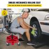 Rolling Garage Stool, 300LBS Capacity, Adjustable Height from 18 in to 23 in, 360-degree Swivel Wheels (4"), Large Tool Tray with Two Bottle Holder