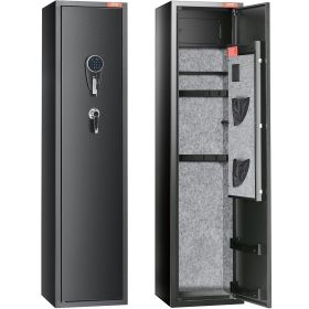 5 Rifles Gun Safe, Rifle Safe with Digital Keypad & Lock, Gun Storage Cabinet with Built-in Storage Locker