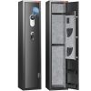5 Rifles Gun Safe, Rifle Safe with Fingerprint Lock, Quick Access Gun Storage Cabinet for Shotguns with Removable Shelf, Pistol Rack