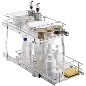 12"Wx21"Dx15"H Pull Out Cabinet Organizer, Heavy Duty Slide Out Pantry Shelves, Steel Roll Out Drawers, Sliding Drawer Storage for Home Under Sink