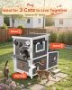 Outdoor Cat House, 2-Story Wooden Cat Shelter for 3 Outside Cats in Winter, Elevated Feral Kitty Shelter with Stairs, Clear Window & Flap Doors
