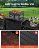 Camping Kitchen Table, Outdoor Camp Cooking Table, Aluminum Portable Cook Station with 3 Storage Cupboard, Carrying Bag, Detachable Windscreen
