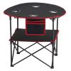Folding Camping Table, Portable Outdoor Lightweight Picnic Table, 600D Oxford Fabric Waterproof Canvas Travel Beach Tables, with 4 Cup Holders