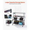 Fishing Rod Holder for 15-Rods, Mobile Fishing Pole Rack Cart with Wheels, Fish Gear Equipment Organizer for Garage Home Indoor Use