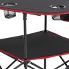 Folding Camping Table, Portable Outdoor Lightweight Picnic Table, 600D Oxford Fabric Waterproof Canvas Travel Beach Tables, with 4 Cup Holders