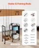 Fishing Rod Holder for 12-Rods, Mobile Fishing Pole Rack Cart with Wheels, Fish Gear Equipment Organizer for Garage Home Indoor Use