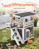 Outdoor Cat House, 2-Story Wooden Cat Shelter with Stairs & Balcony, Elevated Feral Kitty Shelter, Spacious Room