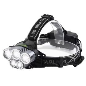 Rechargeable Headlamp 20000 Lumen LED Headlight 6 Modes Headlamp Flashlight for Camping Cycling Hiking Hunting Emergency (Option: Black)